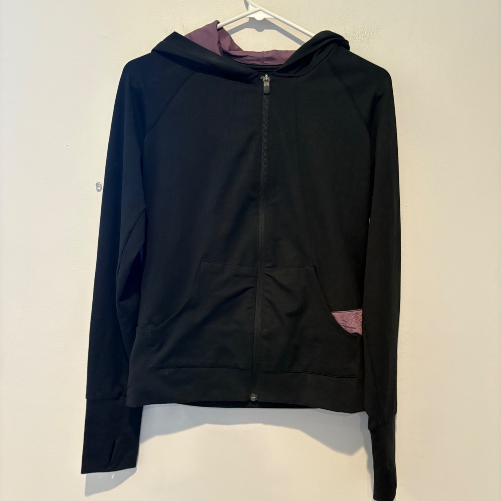 VSX Victoria's Secret Black Purple Athletic Zip Up Hoodie Activewear Jacket